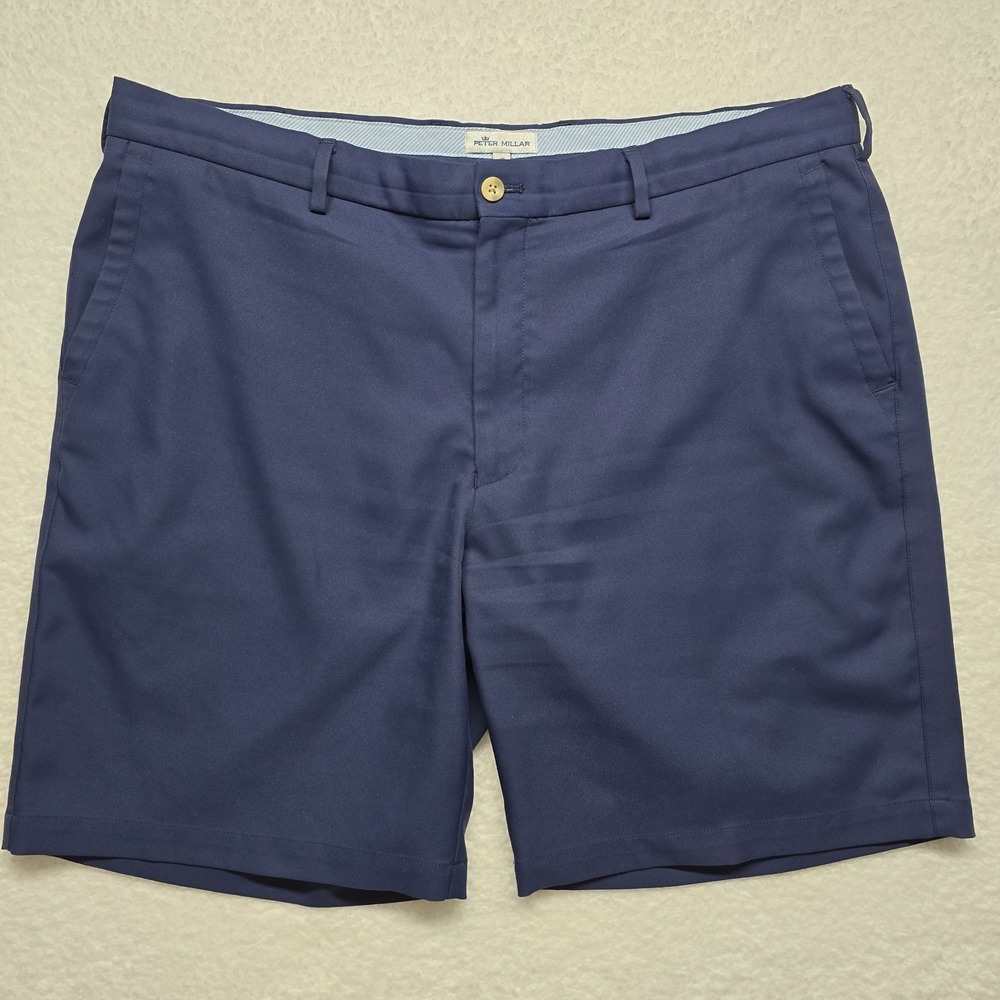 Peter Millar Shorts Men's Size 40 Blue Navy‎ Flat Front Performance Golf